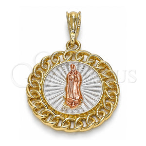 Dije Religioso 05.380.0044.1 Oro Laminado, Diseño de Guadalupe, Pulido, Tres Tonos