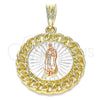 Dije Religioso 05.380.0044.1 Oro Laminado, Diseño de Guadalupe, Pulido, Tres Tonos