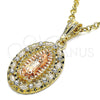 Dije Religioso 05.380.0045 Oro Laminado, Diseño de Guadalupe, con Cristal Blanca, Pulido, Tres Tonos