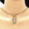 Dije Religioso 05.380.0045.1 Oro Laminado, Diseño de Guadalupe, con Cristal Multicolor, Pulido, Tres Tonos