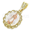 Dije Religioso 05.380.0055 Oro Laminado, Diseño de Guadalupe, Pulido, Tres Tonos