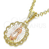 Dije Religioso 05.380.0055 Oro Laminado, Diseño de Guadalupe, Pulido, Tres Tonos