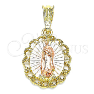 Dije Religioso 05.380.0055 Oro Laminado, Diseño de Guadalupe, Pulido, Tres Tonos