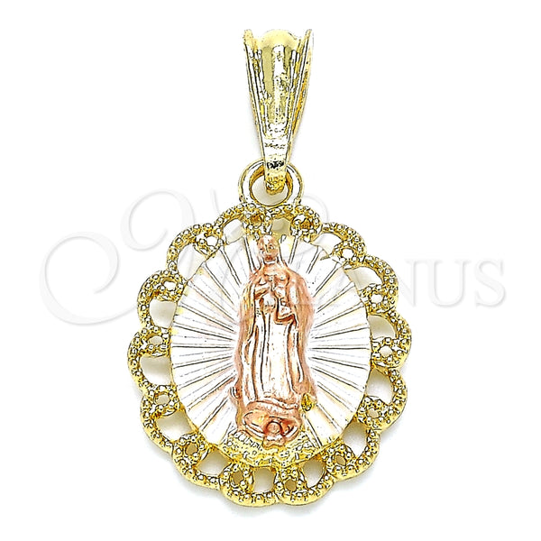 Dije Religioso 05.380.0055 Oro Laminado, Diseño de Guadalupe, Pulido, Tres Tonos