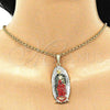Dije Religioso 05.380.0059 Oro Laminado, Diseño de Guadalupe, con Cristal Multicolor, Pulido, Tres Tonos