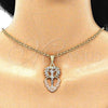 Dije Religioso 05.380.0061 Oro Laminado, Diseño de Jesus y Corazón, con Blanca Cristal, Pulido, Tres Tonos