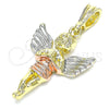 Dije Religioso 05.380.0065 Oro Laminado, Diseño de Angel, Pulido, Tres Tonos