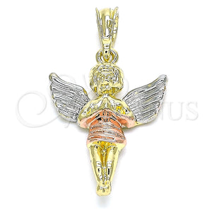 Dije Religioso 05.380.0065 Oro Laminado, Diseño de Angel, Pulido, Tres Tonos