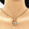 Dije Religioso 05.380.0066 Oro Laminado, Diseño de Angel y Corazón, con Granate Cristal, Pulido, Tres Tonos