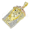 Dije Religioso 05.380.0072 Oro Laminado, Diseño de Jesus, con Blanca and Negro Cristal, Pulido, Tres Tonos