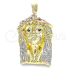 Dije Religioso 05.380.0072 Oro Laminado, Diseño de Jesus, con Blanca and Negro Cristal, Pulido, Tres Tonos