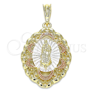 Dije Religioso 05.380.0073 Oro Laminado, Diseño de Guadalupe, Pulido, Tres Tonos