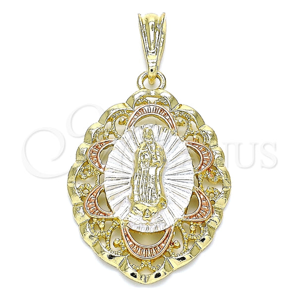 Dije Religioso 05.380.0073 Oro Laminado, Diseño de Guadalupe, Pulido, Tres Tonos