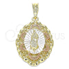 Dije Religioso 05.380.0073 Oro Laminado, Diseño de Guadalupe, Pulido, Tres Tonos