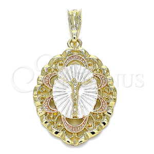 Dije Religioso 05.380.0074 Oro Laminado, Diseño de Jesus, Pulido, Tres Tonos
