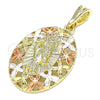 Dije Religioso 05.380.0079 Oro Laminado, Diseño de Santa Muerte y Mariposa, Pulido, Tres Tonos