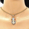 Dije Religioso 05.380.0082.1 Oro Laminado, Diseño de Guadalupe y Flor, con Multicolor Cristal, Pulido, Tres Tonos