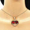 Collares con Dije 04.380.0023.20 Oro Laminado, Diseño de Elefante y Corazón, con Granate and Blanca Cristal, Pulido, Tono Dorado (02 MM Thickness, 20 Inches Length)