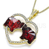 Collares con Dije 04.380.0023.20 Oro Laminado, Diseño de Elefante y Corazón, con Granate and Blanca Cristal, Pulido, Tono Dorado (02 MM Thickness, 20 Inches Length)