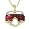 Collares con Dije 04.380.0023.20 Oro Laminado, Diseño de Elefante y Corazón, con Granate and Blanca Cristal, Pulido, Tono Dorado (02 MM Thickness, 20 Inches Length)