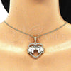 Collares con Dije 04.380.0023.2.20 Oro Laminado, Diseño de Elefante y Corazón, con Blanca and Negro Cristal, Pulido, Tono Dorado (02 MM Thickness, 20 Inches Length)