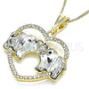 Collares con Dije 04.380.0023.2.20 Oro Laminado, Diseño de Elefante y Corazón, con Blanca and Negro Cristal, Pulido, Tono Dorado (02 MM Thickness, 20 Inches Length)