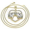 Collares con Dije 04.380.0023.2.20 Oro Laminado, Diseño de Elefante y Corazón, con Blanca and Negro Cristal, Pulido, Tono Dorado (02 MM Thickness, 20 Inches Length)