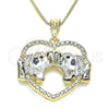 Collares con Dije 04.380.0023.2.20 Oro Laminado, Diseño de Elefante y Corazón, con Blanca and Negro Cristal, Pulido, Tono Dorado (02 MM Thickness, 20 Inches Length)