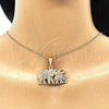 Collares con Dije 04.380.0024.20 Oro Laminado, Diseño de Elefante, con Blanca and Negro Cristal, Pulido, Tono Dorado (02 MM Thickness, 20 Inches Length)