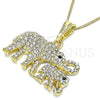 Collares con Dije 04.380.0024.20 Oro Laminado, Diseño de Elefante, con Blanca and Negro Cristal, Pulido, Tono Dorado (02 MM Thickness, 20 Inches Length)