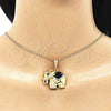 Collares con Dije 04.380.0025.20 Oro Laminado, Diseño de Elefante, con Blanca and Negro Cristal, Esmaltado Negro, Tono Dorado (02 MM Thickness, 20 Inches Length)
