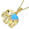 Collares con Dije 04.380.0025.1.20 Oro Laminado, Diseño de Elefante, con Blanca and Negro Cristal, Esmaltado Azul, Tono Dorado (02 MM Thickness, 20 Inches Length)
