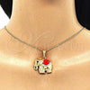 Collares con Dije 04.380.0025.2.20 Oro Laminado, Diseño de Elefante, con Blanca and Negro Cristal, Esmaltado Rojo, Tono Dorado (02 MM Thickness, 20 Inches Length)