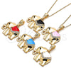 Collares con Dije 04.380.0025.2.20 Oro Laminado, Diseño de Elefante, con Blanca and Negro Cristal, Esmaltado Rojo, Tono Dorado (02 MM Thickness, 20 Inches Length)