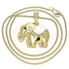 Collares con Dije 04.380.0025.3.20 Oro Laminado, Diseño de Elefante, con Blanca and Negro Cristal, Esmaltado Blanco, Tono Dorado (02 MM Thickness, 20 Inches Length)