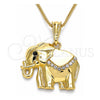 Collares con Dije 04.380.0025.3.20 Oro Laminado, Diseño de Elefante, con Blanca and Negro Cristal, Esmaltado Blanco, Tono Dorado (02 MM Thickness, 20 Inches Length)