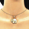 Collares con Dije 04.380.0025.4.20 Oro Laminado, Diseño de Elefante, con Blanca and Negro Cristal, Esmaltado Rosado, Tono Dorado (02 MM Thickness, 20 Inches Length)