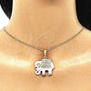 Collares con Dije 04.380.0026.20 Oro Laminado, Diseño de Elefante, con Blanca and Negro Cristal, Esmaltado Rosado, Tono Dorado (02 MM Thickness, 20 Inches Length)