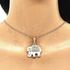 Collares con Dije 04.380.0026.1.20 Oro Laminado, Diseño de Elefante, con Blanca and Negro Cristal, Esmaltado Blanco, Tono Dorado (02 MM Thickness, 20 Inches Length)
