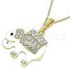 Collares con Dije 04.380.0026.1.20 Oro Laminado, Diseño de Elefante, con Blanca and Negro Cristal, Esmaltado Blanco, Tono Dorado (02 MM Thickness, 20 Inches Length)
