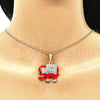Collares con Dije 04.380.0026.2.20 Oro Laminado, Diseño de Elefante, con Blanca and Negro Cristal, Esmaltado Rojo, Tono Dorado (02 MM Thickness, 20 Inches Length)