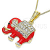 Collares con Dije 04.380.0026.2.20 Oro Laminado, Diseño de Elefante, con Blanca and Negro Cristal, Esmaltado Rojo, Tono Dorado (02 MM Thickness, 20 Inches Length)