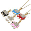 Collares con Dije 04.380.0026.2.20 Oro Laminado, Diseño de Elefante, con Blanca and Negro Cristal, Esmaltado Rojo, Tono Dorado (02 MM Thickness, 20 Inches Length)