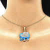 Collares con Dije 04.380.0026.3.20 Oro Laminado, Diseño de Elefante, con Blanca and Negro Cristal, Esmaltado Azul, Tono Dorado (02 MM Thickness, 20 Inches Length)