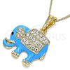 Collares con Dije 04.380.0026.3.20 Oro Laminado, Diseño de Elefante, con Blanca and Negro Cristal, Esmaltado Azul, Tono Dorado (02 MM Thickness, 20 Inches Length)