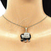 Collares con Dije 04.380.0026.4.20 Oro Laminado, Diseño de Elefante, con Blanca and Negro Cristal, Esmaltado Negro, Tono Dorado (02 MM Thickness, 20 Inches Length)
