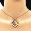 Collares con Dije 04.380.0027.20 Oro Laminado, Diseño de Corazón, con Blanca Cristal, Pulido, Tres Tonos (02 MM Thickness, 20 Inches Length)