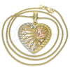 Collares con Dije 04.380.0027.20 Oro Laminado, Diseño de Corazón, con Blanca Cristal, Pulido, Tres Tonos (02 MM Thickness, 20 Inches Length)