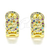 Argolla Huggie 02.381.0009.12 Oro Laminado, con Multicolor Micro Pave, Pulido, Tono Dorado