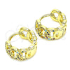 Argolla Huggie 02.381.0009.12 Oro Laminado, con Multicolor Micro Pave, Pulido, Tono Dorado